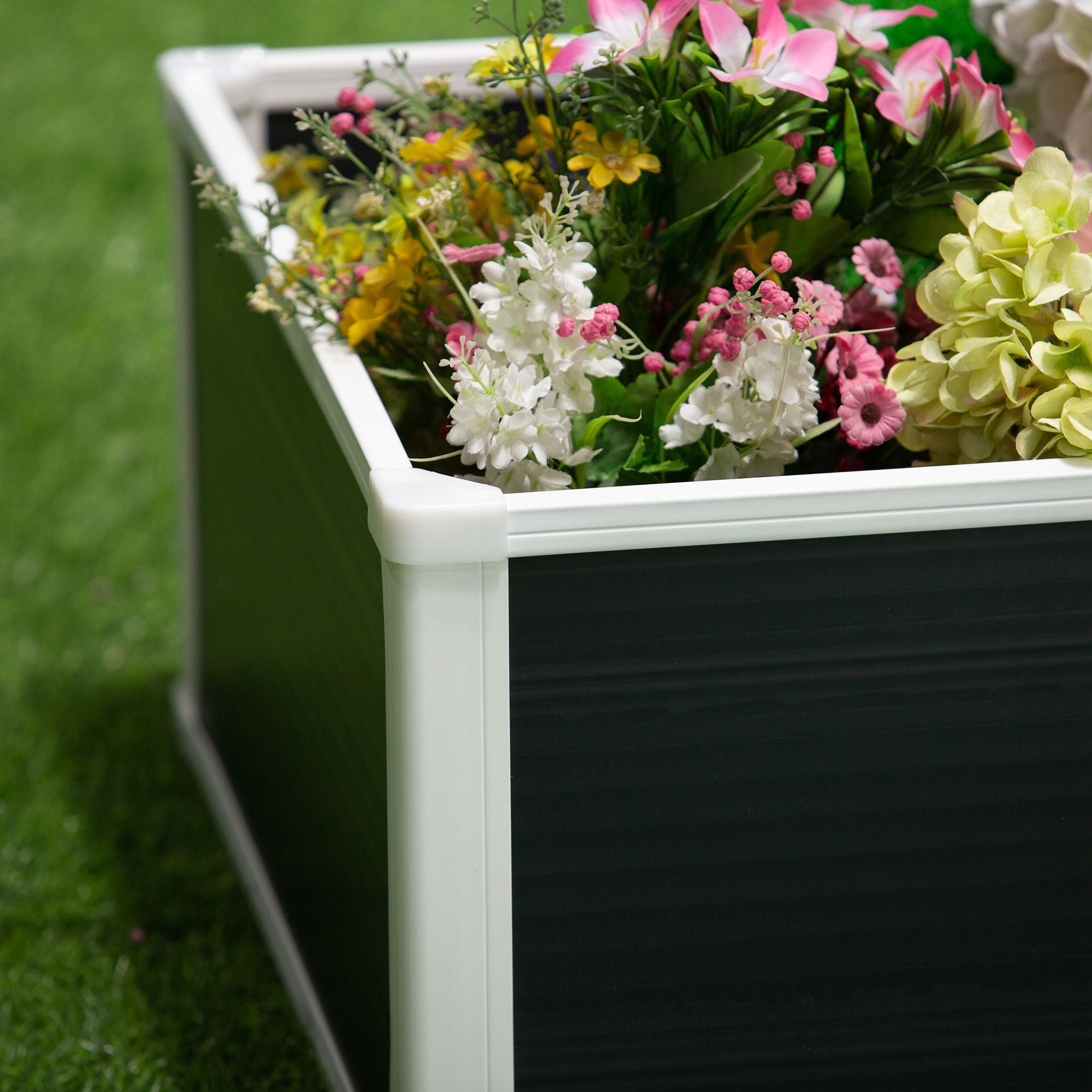 Outsunny 96L Raised Garden Bed, Weather-resistant PP Planter Box Containers for Outdoor Patio Plant Flower Vegetable, 60 x 60 x 30 cm 
