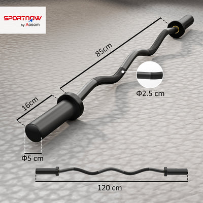 SPORTNOW 4ft Olympic EZ Curl Bar, Barbell Bar for 2" Weight Plates with Non-Slip Hand Grip 120cm 