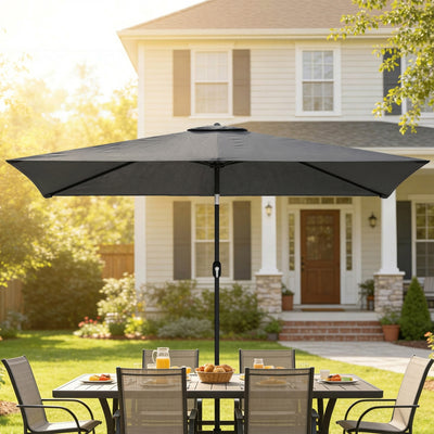 Outsunny Garden Parasol, Parasol Umbrella with Crank Handle, Tilt Function, Polyester Canopy, Dark Grey 