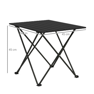 Outsunny Folding Camping Table, Lightweight Metal Picnic Table with Carry Bag, Foldable Table for Outdoor Camping, Picnic, Hiking, BBQ, Fishing, Black 