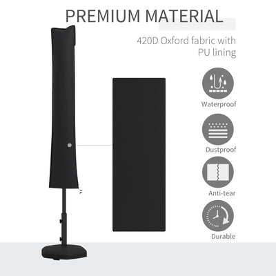 Outsunny Parasol Cover, Cantilever Umbrella Cover, Banana Umbrella Cover with Zipper for Outdoor Garden, Patio, Black 