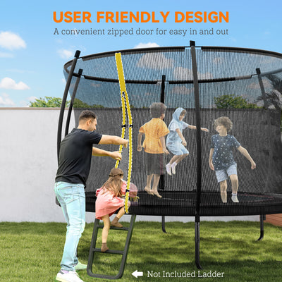 SPORTNOW 10ft Trampoline with Enclosure Net and Spring Cover, Outdoor Trampoline Garden Jumping Mat, Black 