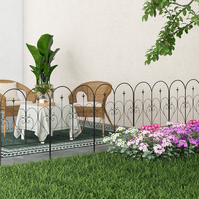 Outsunny Set of Five Decorative Heart Metal Fence Panels - Black 
