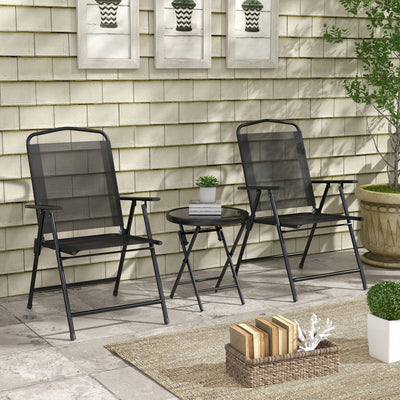 Outsunny Three-Piece Garden Seat Set, with Glass-Top Table - Black 