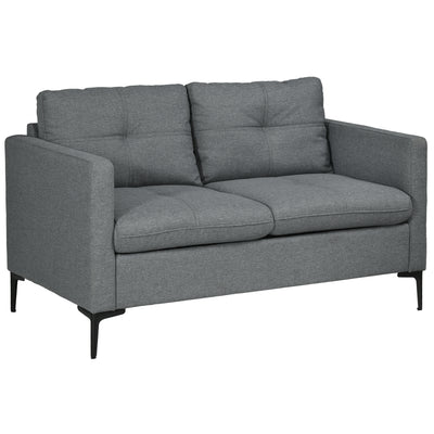 HOMCOM Two-Seater Sofa, with Steel Legs - Grey 