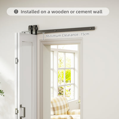 HOMCOM Slide Door, 70cm Modern Sliding Door Set Kit with Steel Rail, White