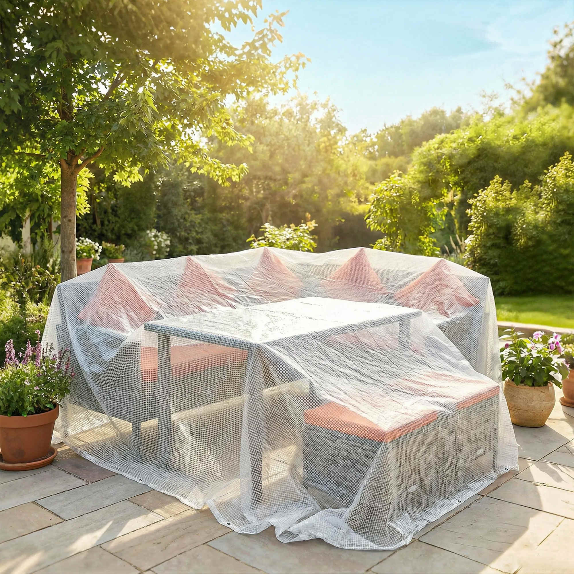 Outsunny 4 x 6m Waterproof Tarpaulin, Heavy Duty 140GSM Tear-Resistant PE Tarp with Reinforced Grommets, UV Protected Cover 