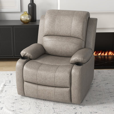 HOMCOM Recliner Chair, Microfibre Reclining Chair with Adjustable Leg Rest, Cup Holders, Recliner Armchair for Home Living Room, Brown 