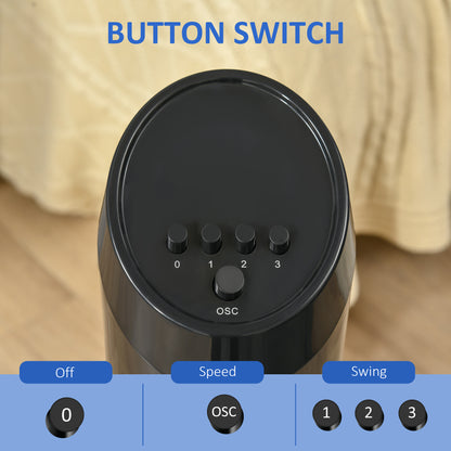 HOMCOM Tower Fan for Bedroom Cooling, 30 Inch Electric 70° Oscillating Fan with 3 Speed Settings, Standing Floor Fan for Home Office Indoor, Black 