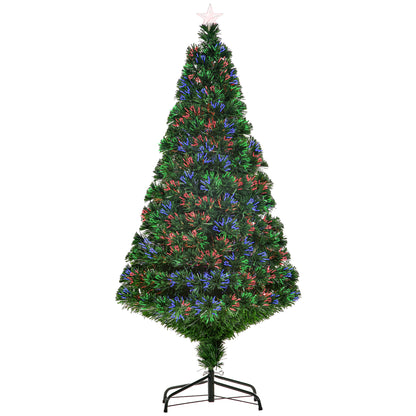 HOMCOM 5FT Pre-Lit Fibre Optic Artificial Christmas Tree Holiday Xmas Décor with Tree Topper Multi-Colour 