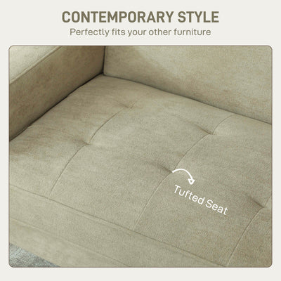 HOMCOM Two-Seater Velvet-Feel Sofa - Beige 