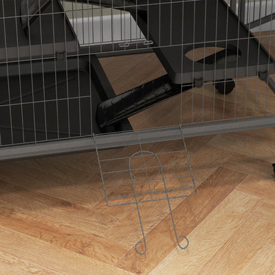PawHut Small Animal Cage for Chinchilla Ferret Kitten on Wheels with Hammock Removable Tray, Grey 