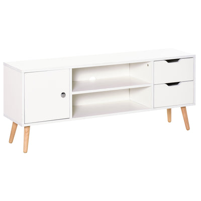 HOMCOM TV Stand for TVs up to 50", TV Console Cabinet with Open Storage Shelf and Drawers for Living Room, Entertainment Room and Bedroom, White 