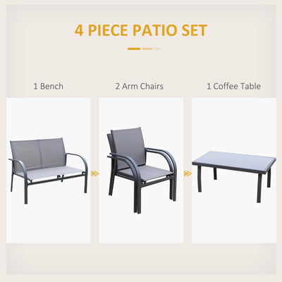Outsunny Four-Piece Minimal Garden Patio Set - Grey 