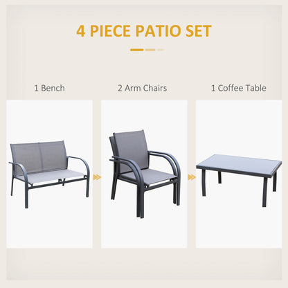 Outsunny Four-Piece Minimal Garden Patio Set - Grey 
