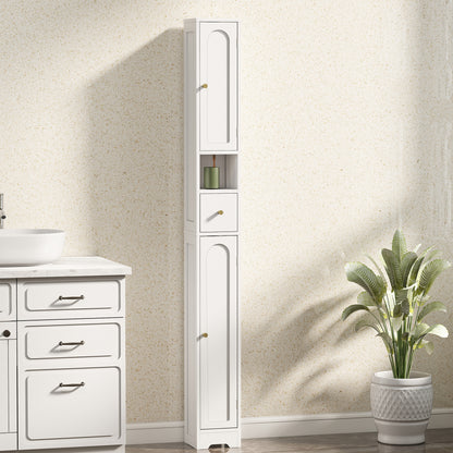HOMCOM 185 cm Tall Bathroom Cabinet with Arched Doors - White