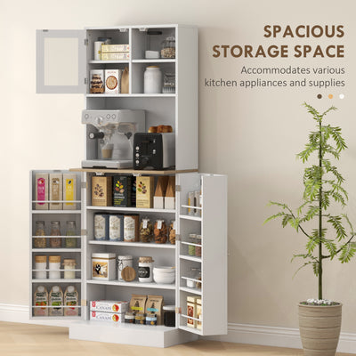 HOMCOM Two-Part Kitchen Storage Cabinet - White 