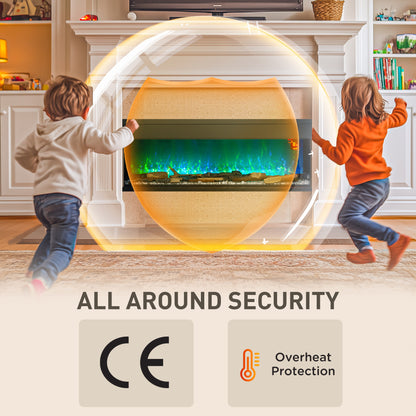 HOMCOM 1800W 15-40\'e2\'84\'83 Adjustable Flame Glass Panel Convector Heater, 127cm