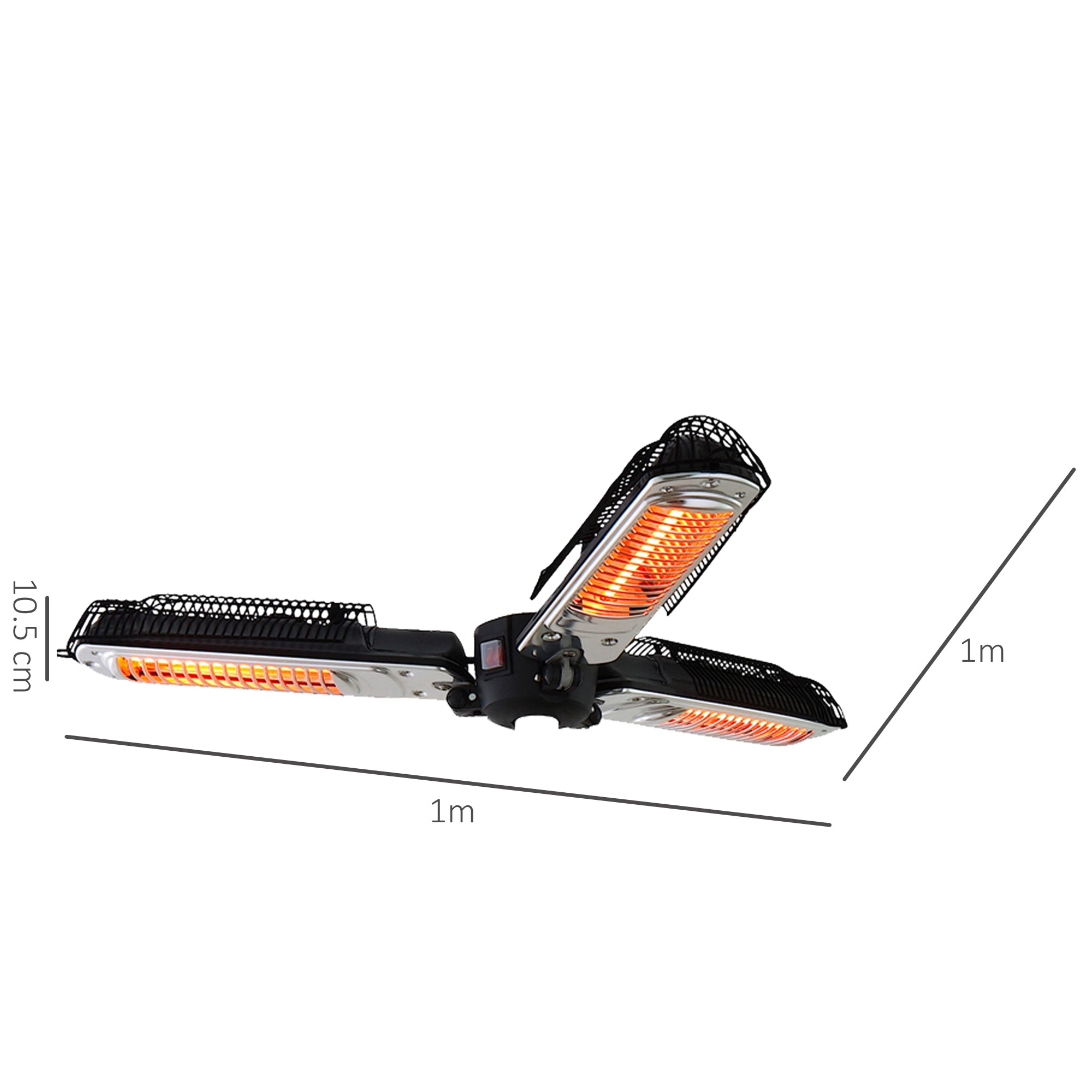 Outsunny Electric Umbrella Parasol Mounted Infrared Heater 2000W Patio Gazebo Outdoor Use 