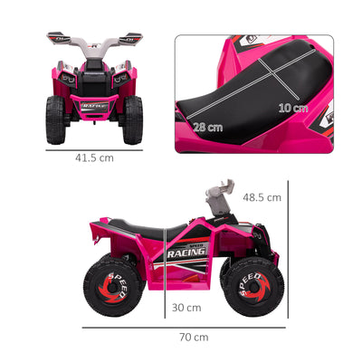 HOMCOM 6V Quad Bike with Wear-Resistant Wheels, Forward Backward Function, for Ages 18-36 Months, Pink 