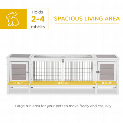 PawHut Rabbit Hutch and Run, with Removable Tray - Grey 