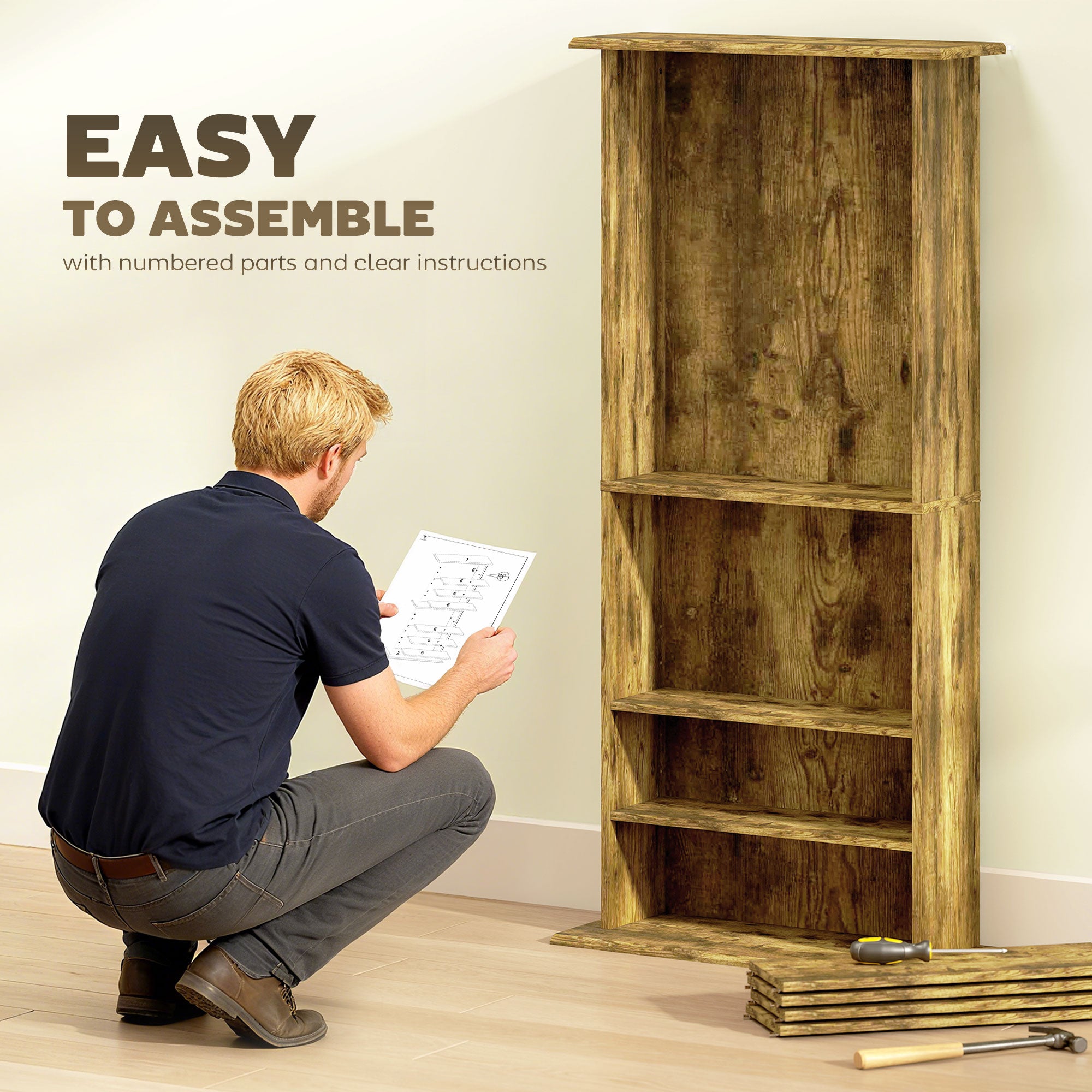 HOMCOM 360 CD Storage Unit - Rustic Brown 