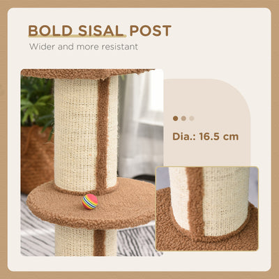 PawHut 91cm Cat Tower Scratching Posts Cat Tree for Indoor Cats Kitten Activity Centre Brown 