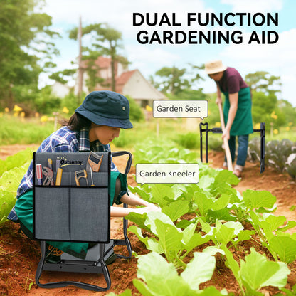 Outsunny Steel Frame Padded Garden Kneeler, with Tool Bag - Grey