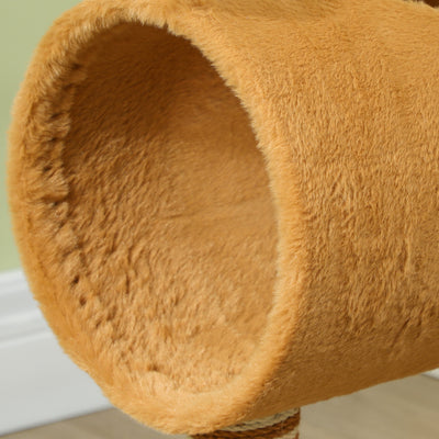 PawHut 98cm Deer-Designed Cat Tree with Scratching Posts, Toy Ball, Tunnel, Brown 
