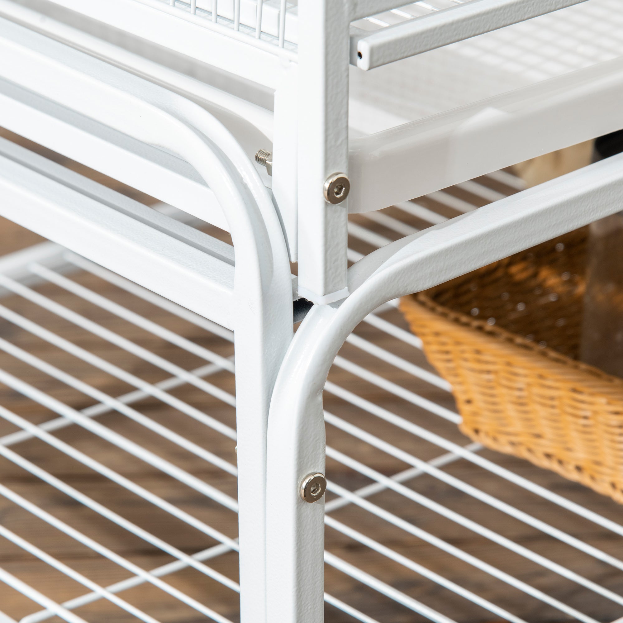 PawHut Large Bird Cage Budgie Cage 3 Tier Aviary with Stand Wheels, Toys, Ladders, Shelf for Canaries, Finches, Cockatiels, Parakeets - White 