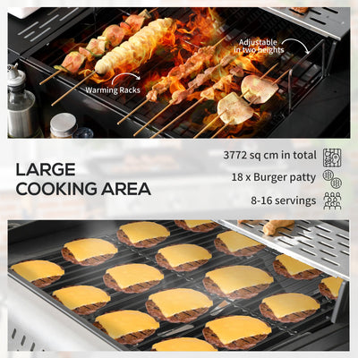 Outsunny Dual Fuel BBQ Grill - Black 