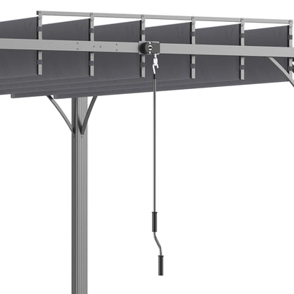 Outsunny 4 x 3(m) Outdoor Pergola with Retractable Roof, Aluminium Louvered Patio Gazebo Canopy for Lawn Garden Patio, Grey