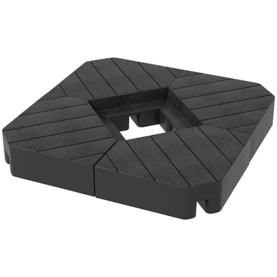 Outsunny Umbrella Weights for Cantilever Parasols, Set of 4 Heavy Duty Parasol Base Weights, 80kg Sand or 60kg Water Filled, Black 