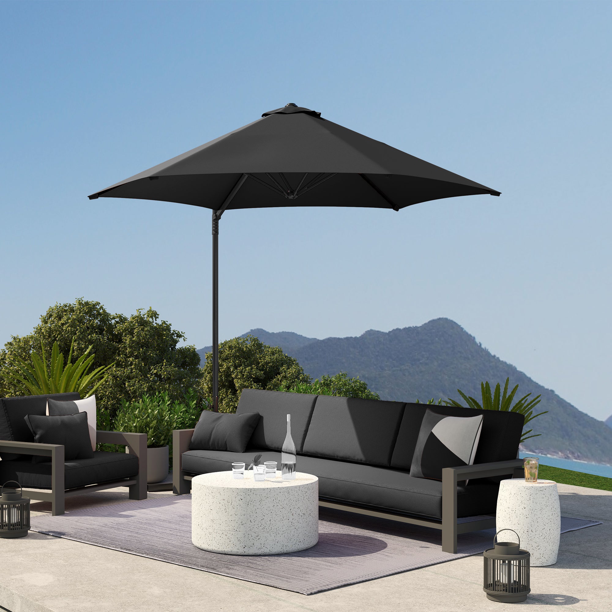 Outsunny 2.5m Rotating Cantilever Parasol - Black 