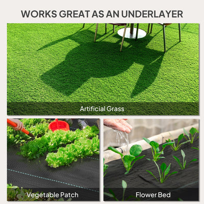 Outsunny 2m x 90m Weed Control Membrane, Heavy Duty Weed Control Barrier Fabric, 90gsm Ground Cover for Patios, Garden, Flower beds, Landscaping 