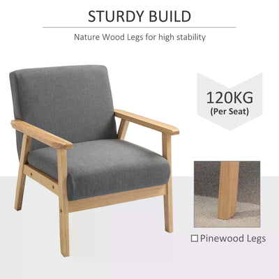 HOMCOM Minimalistic Wooden Frame Accent Chair, with Padded Seat 