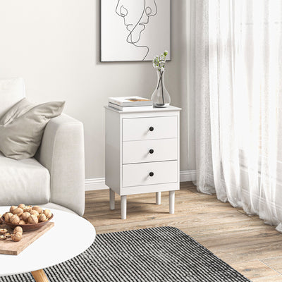 HOMCOM Set of Two Three-Drawer Modern Bedside Tables - White 