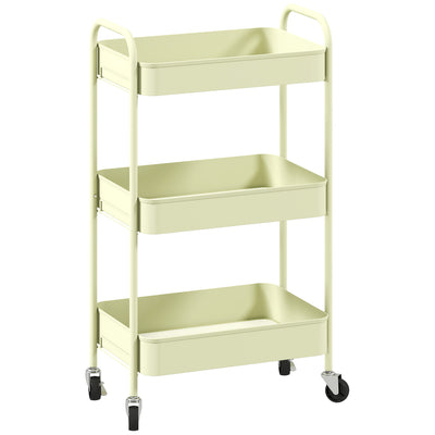 HOMCOM Three-Tier Steel Storage Trolley - Green 