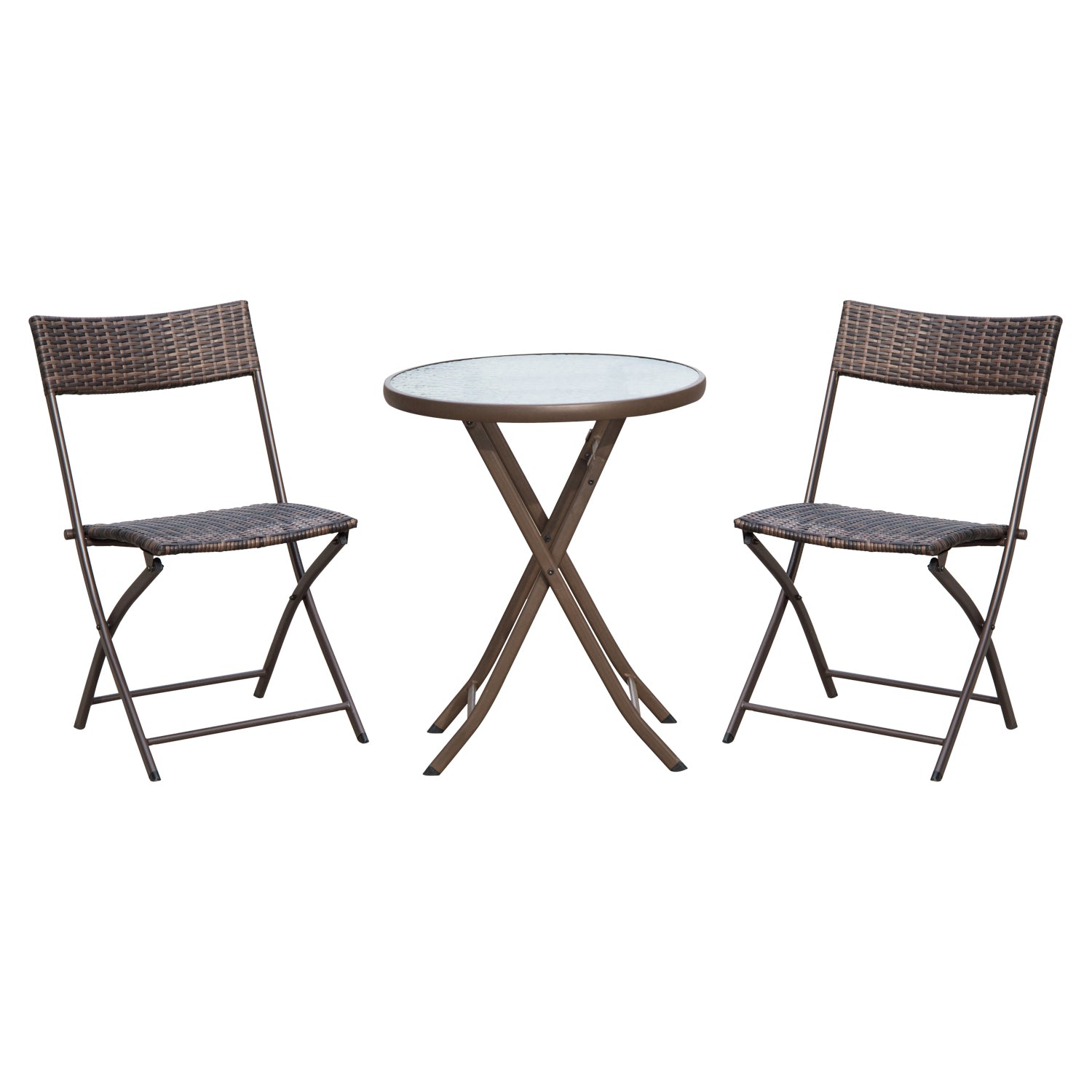 Outsunny 2 Seater Wicker Rattan Bistro Set-Brown 