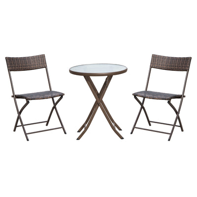 Outsunny 2 Seater Wicker Rattan Bistro Set-Brown 