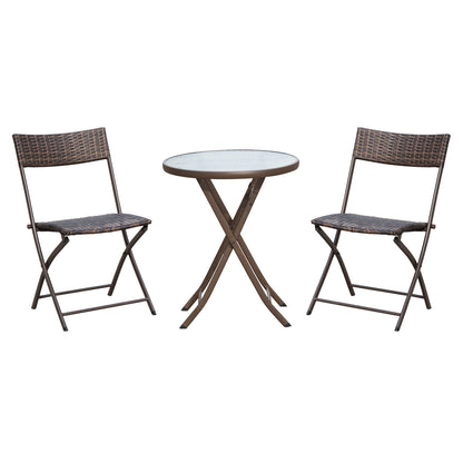 Outsunny 2 Seater Wicker Rattan Bistro Set-Brown 