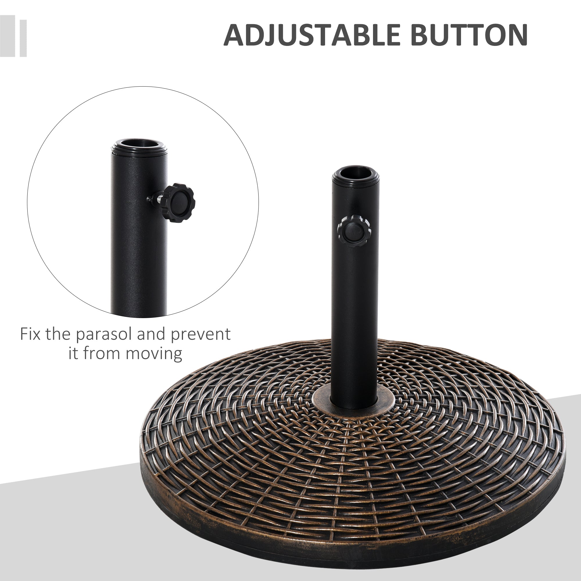 Outsunny 25 kg Plastic and Cement Rattan Pattern Parasol Base - Antique Bronze 