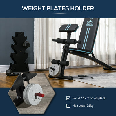 HOMCOM Foldable Weight Bench, Adjustable Strength Training Sit Up Ab Bench, Incline/Decline, Blue 