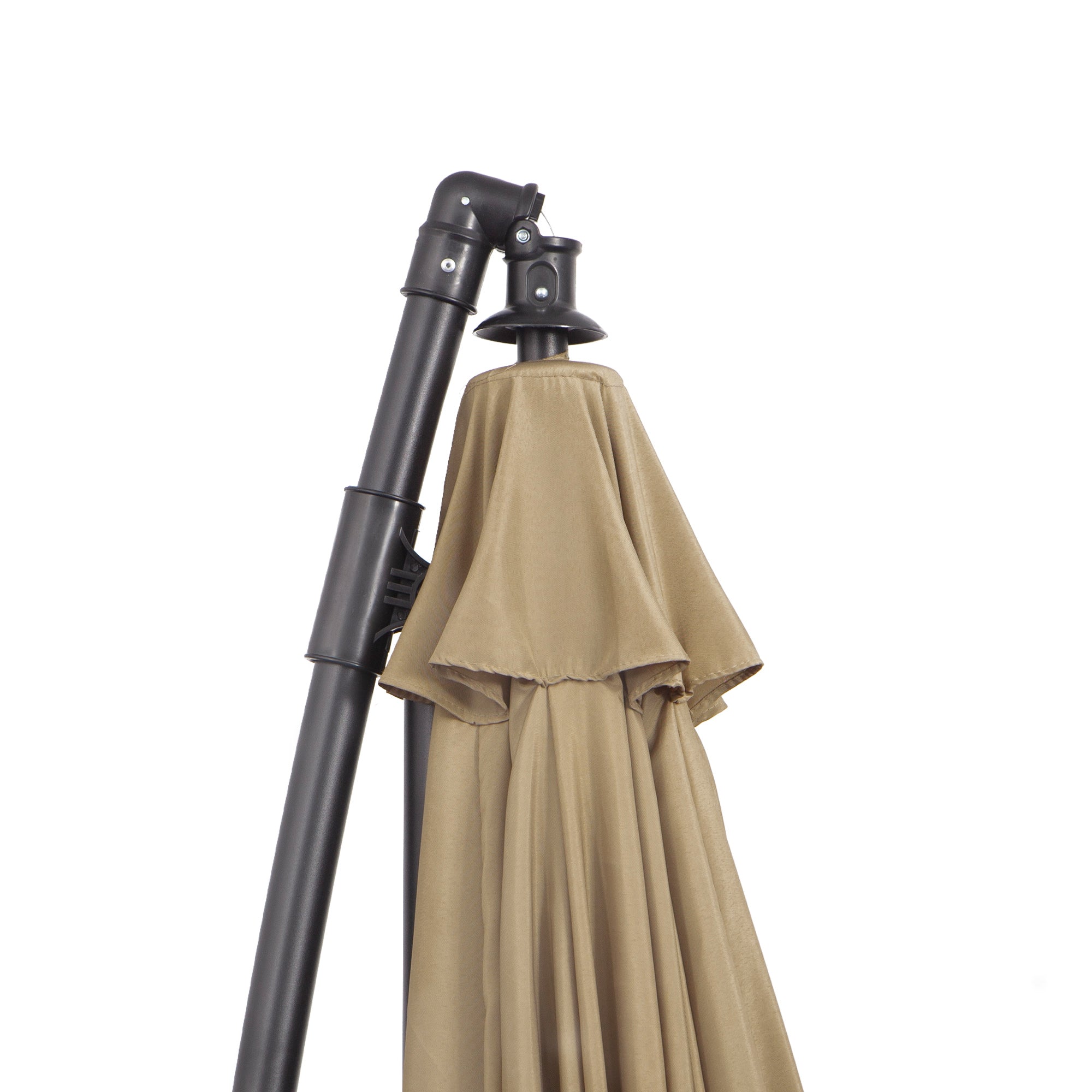 Outsunny 3(m) Cantilever Umbrella 18 Ribs & Vents Adjustable Angle for Patio Khaki 