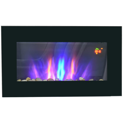 HOMCOM 1000W/2000W Electric Wall Fireplace w/ LED Flame Effect Timer Remote Sleek Stylish Safe Home Heating 20-25㎡ 