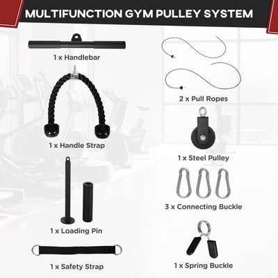 SPORTNOW Cable Machine Pulley System, Lats Pull Down System, with DIY Loading Weight Pin 