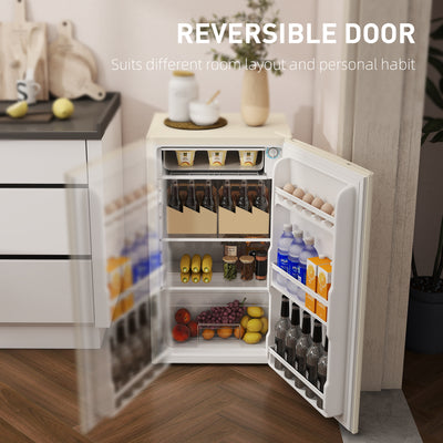HOMCOM 91 Litre Freestanding Under Counter Fridge Freezer, Small Fridge with Chiller Box, Adjustable Thermostat, 47.5cm Wide, Beige 