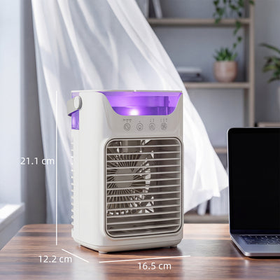 HOMCOM Air Cooler with Adjustable Head, Portable Air Conditioner with 3 Wind Speed, 2 Cool Mist, RGB Light, Grey 
