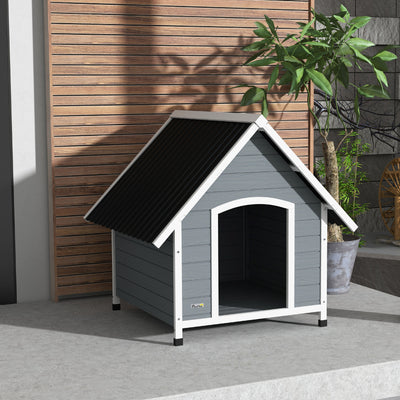 PawHut Outdoor Dog Kennel, Wooden Dog House, with Removable Floor, Anti-Corrosion Wood, for Large Dogs, 106.5H x 110W x 98Dcm 