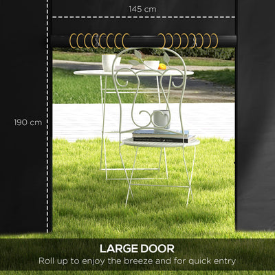 Outsunny Gazebo Side Panels, 2 Pack Sides Replacement, for 3x3(m) or 3x6m Pop Up Gazebo, with Windows and Doors, Black 